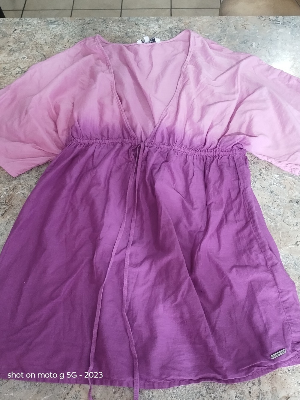 Pink Purple Ombre Tunic Drawstring Lightweight